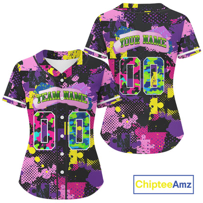 90S Retro Baseball Jersey For Women Custom Hiphop Button Down Baseball Shirt For Party NYN0858