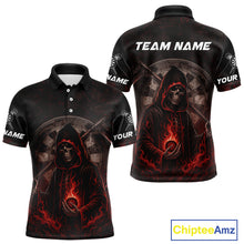 Load image into Gallery viewer, Custom Red Skull Dartboard Grunge Polo Darts Jerseys For Men, Darts Team Shirt Uniform NYN0869