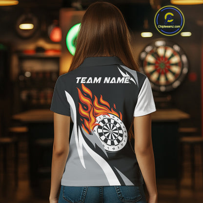 Custom Orange Flame Dartboard Darts Jersey For Women Outfit Dart Team Jersey NYN1269