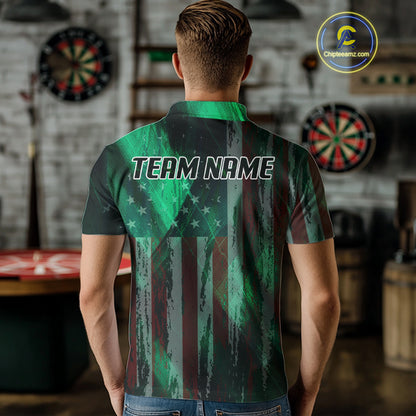 American Flag Eagle Dartboard Men's Darts Shirt Custom Name & Team | Opt1 - Green NYN0659