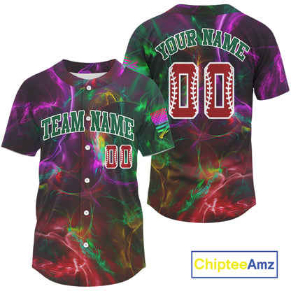 Custom Colorful Men's Baseball Jersey Personalized Lightning Baseball Shirt For Fans NYN0893