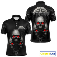 Load image into Gallery viewer, Custom Black And Red Skulls Silver Dartboard Darts Shirt For Men Outfit Dart Polo Jerseys NYN0897