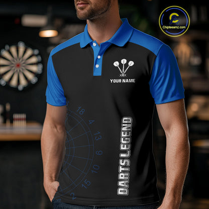 Navy Lightning US Map Dartboard Men's Darts Shirt - Custom Name For Dart Players NYN0415