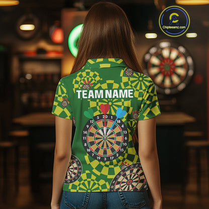 Multi Color Dartboard & Dart Arrows Women's Darts Shirt - Custom Name For Darts Jersey NYN0425