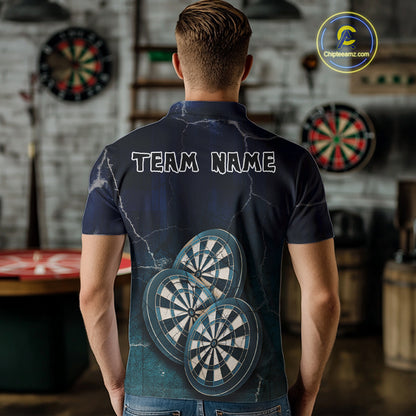 Triple Dartboards Custom Grunge Darts Team Shirt For Men | Opt1 - Blue Turquoise NYN0678