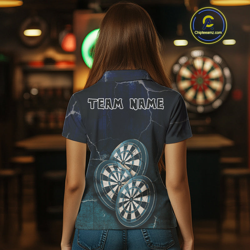 Triple Dartboards Custom Grunge Darts Team Shirt For Women | Opt1 - Blue Turquoise NYN0678