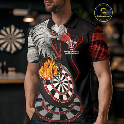 Eagle & Red Crack Darts Custom Funny Dart Polo Shirts For Men, Dart Team Jerseys NYN0798