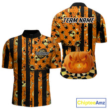 Load image into Gallery viewer, Pumpkin &amp; Dartboard Custom Funny Halloween Dart 1/4-Zip Shirts For Men, Dart Team Jerseys NYN0805