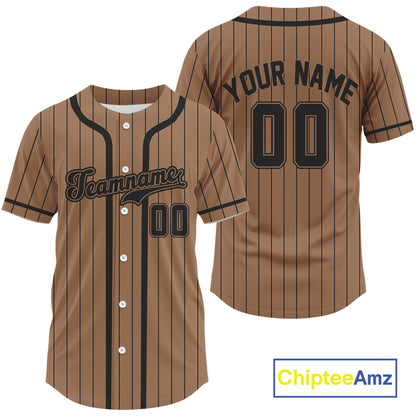 Men's Pinstripe Baseball Jersey Personalized Brown Classic Baseball Uniform For Newborns NYN0845