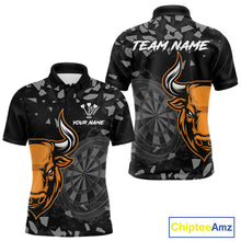 Load image into Gallery viewer, Bull &amp; Dartboard Custom Grunge Men's Darts Polo Shirt - Orange Darts Team Jersey NYN0717