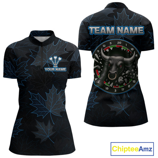 Floral Fury Bull Dartboard - Women's Blue Darts Shirt - Custom Name For Players NYN0487