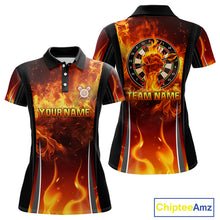 Load image into Gallery viewer, Flaming Hand Holding Dart Arrow Women's Darts Shirt - Custom Name For Darts Jersey NYN0546