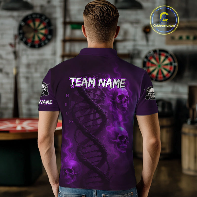 Darts - It's Is In My DNA Personalized Purple Dart Shirt For Men Skull Dartboard Dart Team Shirts NYN1126