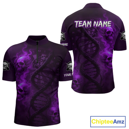 Darts - It's Is In My DNA Personalized Purple Dart Shirt For Men Skull Dartboard Dart Team Shirts NYN1126