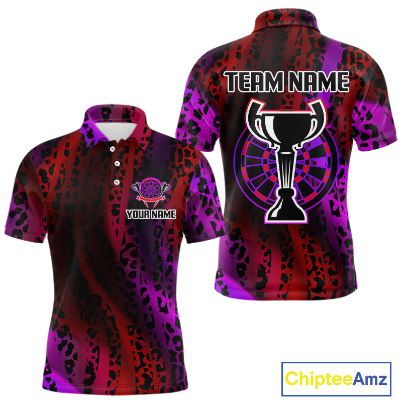 Men's Custom Darts Team Shirt - Wildlife Print With Trophy & Neon Dartboard NYN0322