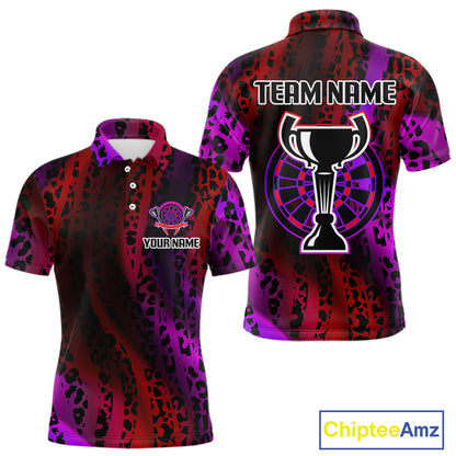 Men's Custom Darts Team Shirt - Wildlife Print With Trophy & Neon Dartboard NYN0322