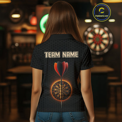 Red Flaming Dartboard & Dart Arrow Darts Shirt For Women - Custom Team Jersey NYN0584