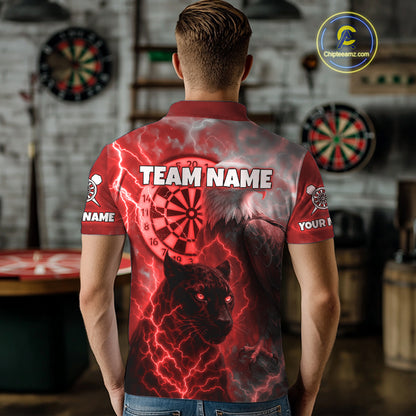 Custom Darts Shirt For Men Lightning Eagle Panther Dartboard Dart Team Jerseys | Red NYN1151