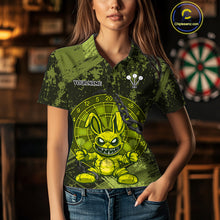 Load image into Gallery viewer, Crazy Rabbit Dartboard Arrows Grunge Darts Shirt For Women - Custom Name &amp; Team | Opt2 - Military NYN0629