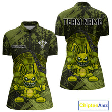 Load image into Gallery viewer, Crazy Rabbit Dartboard Arrows Grunge Darts Shirt For Women - Custom Name &amp; Team | Opt2 - Military NYN0629