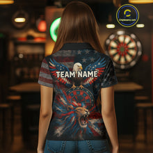 Load image into Gallery viewer, Women's Patriotic Darts Shirt Personalized US Flag Lion Dartboard Outfit Team Dart Jersey NYN1212