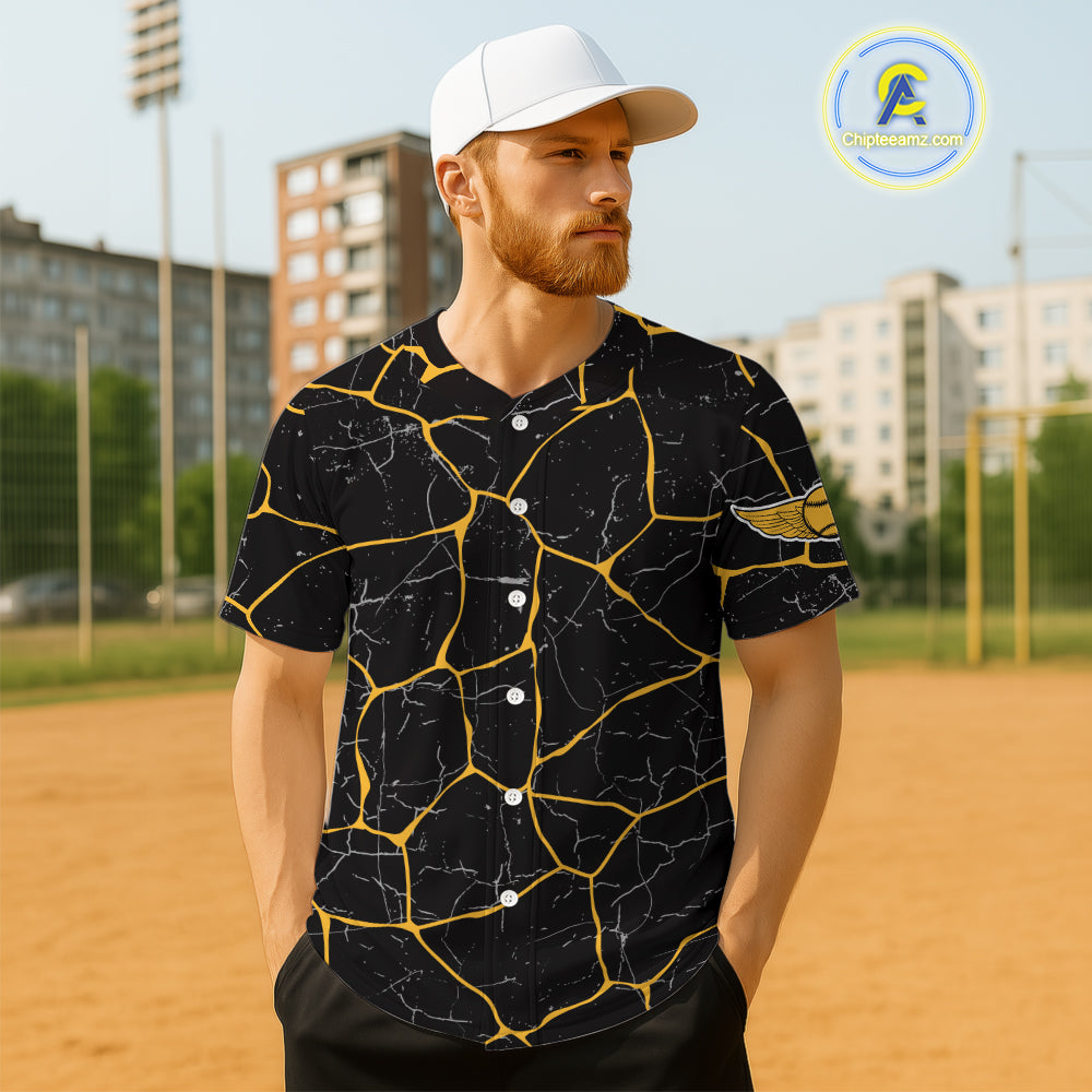 Yellow Grunge Mens Baseball Jersey Custom Youth Baseball Jerseys, Baseball Gifts For Lovers NYN0830