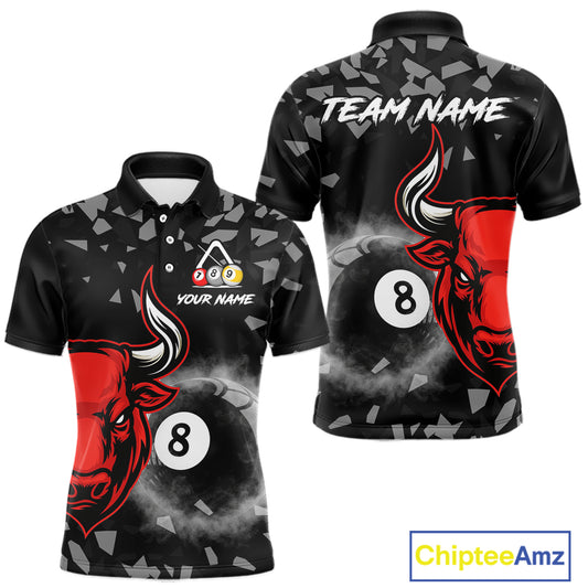 Grey Smokes Ball 8 Pool Billiard Shirts For Men Custom Funny Bull Billiard Team Jerseys NYN2297