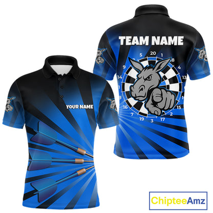 Goat Dartboard & Dart Arrow Funny Darts Shirt For Men Custom Name & Team | Opt1 - Blue NYN0670