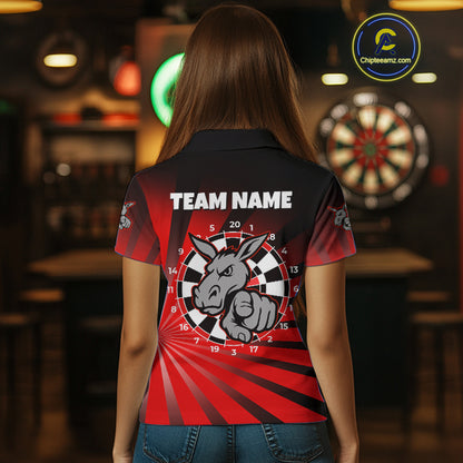 Goat Dartboard & Dart Arrow Funny Darts Shirt For Women Custom Name & Team | Opt2 - Red NYN0671