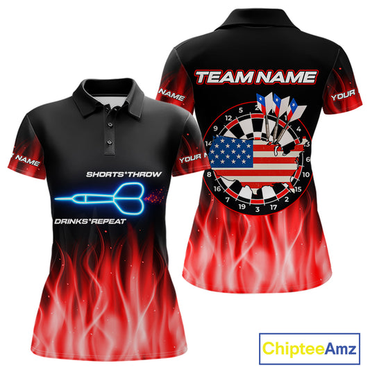 US Flag Dartboard & Dart Arrows Custom Flaming Darts Shirt For Women | Opt2 - Red NYN0677