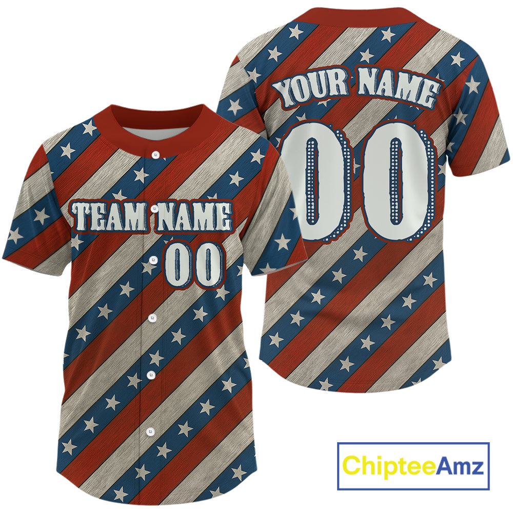 Custom American Flag Men's Baseball Ball Jerseys Patriotic Baseball Shirt For Newborns NYN1308