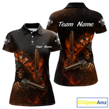 Load image into Gallery viewer, Flaming Grim Reaper Custom Name Darts Jersey For Women Skull Darts Shirt For Players NYN0447