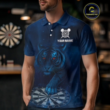 Load image into Gallery viewer, Azure Galaxy Tiger Dartboard Men's Darts Team Shirt - Custom Name For Darts Jersey NYN0466
