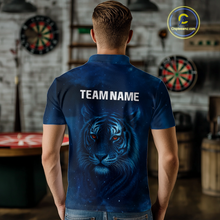 Load image into Gallery viewer, Azure Galaxy Tiger Dartboard Men's Darts Team Shirt - Custom Name For Darts Jersey NYN0466