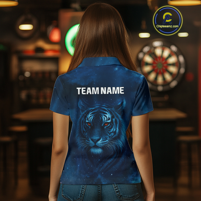Azure Galaxy Tiger Dartboard Men's Darts Team Shirt - Custom Name For Darts Jersey NYN0466