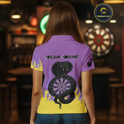 Purple Dartboard & Dark Cobra - Women's Darts Team Shirt - Custom Name For Players NYN0491