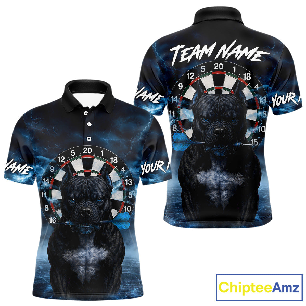 Bulldog Play Darts Men's Polo Shirt Darts Jersey Custom Name For Players NYN0738