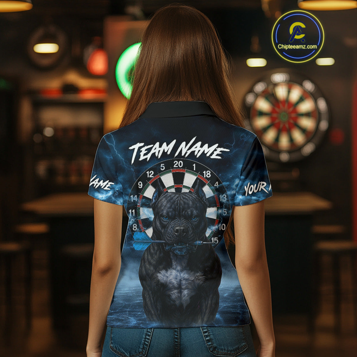 Bulldog Play Darts Women's Polo Shirt Darts Jersey Custom Name For Players NYN0738