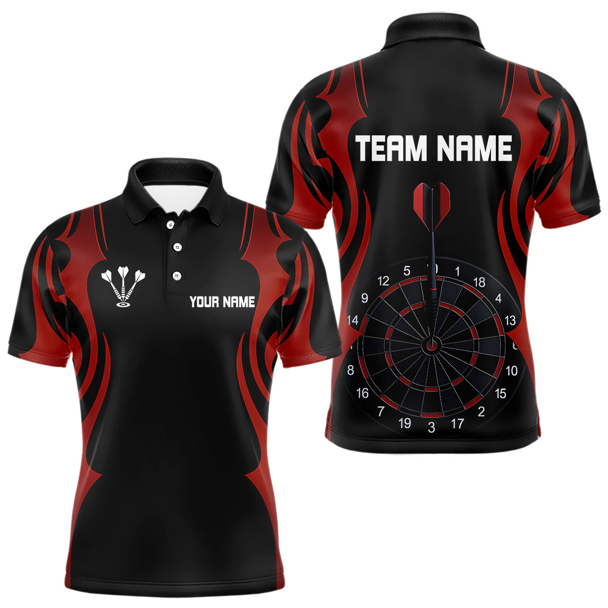 Custom Men's Darts Shirt With Red And Darkness Dartboards, Darts Team Jersey NYN0297
