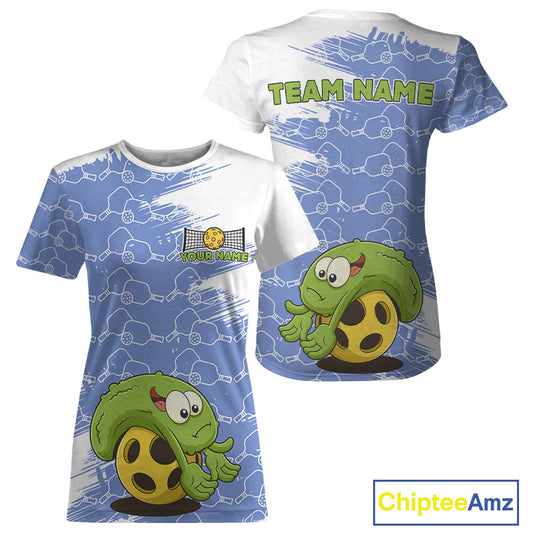 Pickle Plays Pickleball Custom Pickleball T-Shirt For Women, Pickleball Gift | Blue NYN1106