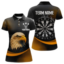 Load image into Gallery viewer, Custom Women’s Darts Shirt, Pearl Eagle With Yellow Halftone And Smoky Dartboard NYN0302