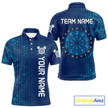 Load image into Gallery viewer, Men’s Darts Team Shirt - Navy Camo Pattern And Dartboard | Custom Name Option NYN0317
