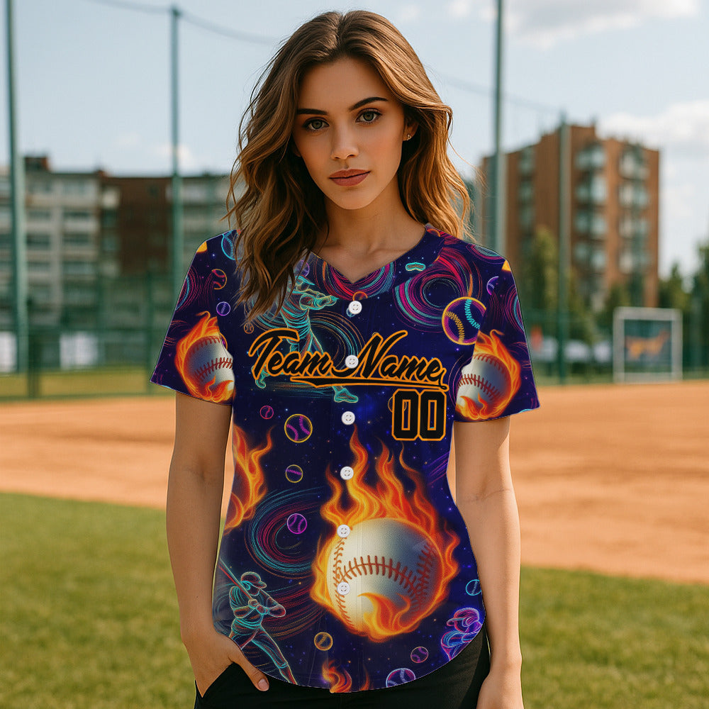 Funny 3D Women's Button Up Baseball Jersey Custom Multi-Color Baseball Shirt For Newborns NYN0811
