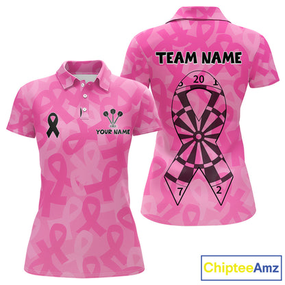 Ribbons Dartboard Custom Pink Darts Shirt For Women - Personalized Name For Players NYN0675