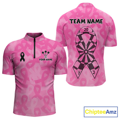 Ribbons Dartboard Custom Pink Darts Shirt For Men - Personalized Name For Players NYN0675
