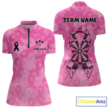 Load image into Gallery viewer, Ribbons Dartboard Custom Pink Darts Shirt For Women - Personalized Name For Players NYN0675