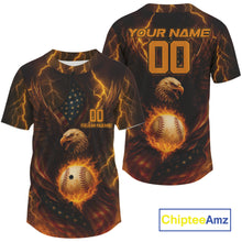 Load image into Gallery viewer, Custom Lightning Eagle US Flag Baseball Jersey For Men Patriotic Youth Baseball Shirt NYN1307