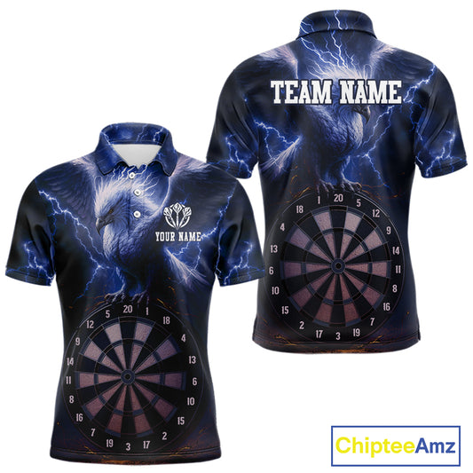 Custom Lightning Blue Eagle Dartboard Men Dart Shirt Outfits Dart Team Jerseys NYN1068