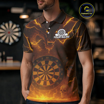 Yellow Custom Lightning Dragon Skull Dart Shirts For Men Outfit Dart Dragon Jerseys NYN1057