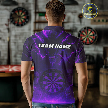 Purple Custom Lightning Dragon Skull Dart Shirts For Men Outfit Dart Dragon Jerseys NYN1059